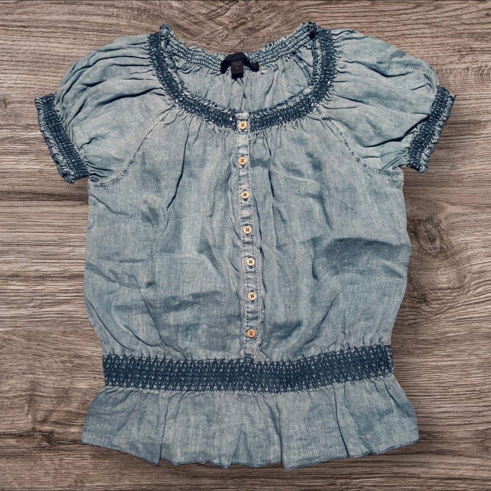 Nine West Vintage America denim/chambray peasant top